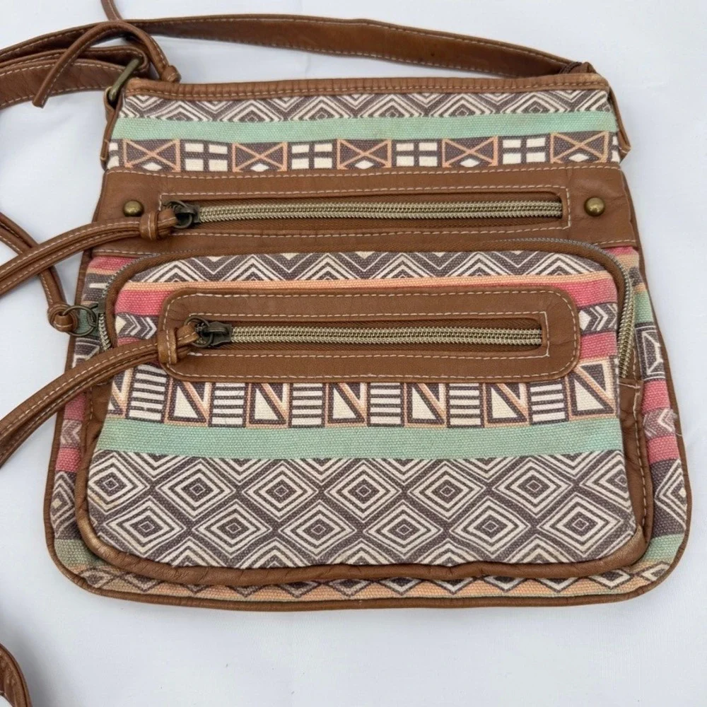 Crossbody Bag Geometric Tribal Print Faux Leather Boho Festival Hippie‎ Aztec